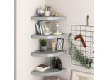 The Living Store Mensole Galleggianti Ad Angolo 4 Pz. Mdf Grigio 35X35X3,8 Cm