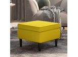 The Living Store Sgabello Con Gambe In Legno In Velluto Giallo