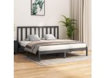 The Living Store Letto In Legno Massiccio Di Pino Grigio 200X200 Cm