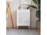 The Living Store Armadio A Doghe Design Bianco 61,5X49,4 Cm In Legno Di Pino Massiccio