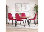 The Living Store Sedie Da Pranzo 4 Pz. Velluto Rosso Vino