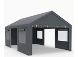 Costway Tenda Garage Carport, 600X363Cm Tenda Garage A Prova Di Inverno, Tenda Deposito Con Pareti Laterali Rimovibili, Porte A Rullo E Finestre Ventilate Grigio