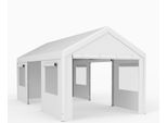 Costway Tenda Garage Carport, 586X305Cm Tenda Garage A Prova D'inverno, Tenda Deposito Con Pareti Laterali Rimovibili, Porte A Rullo E Finestre Ventilate Bianco