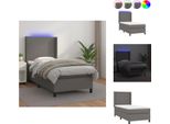 Vidaxl Letto A Molle Insacchettate Con Materasso E Led Grigio 90X190 Cm In Pelle Finta - Letti & Strutture Letto