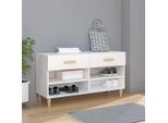 The Living Store Scarpiera Bianca 102X35X55 Cm Materiale Legno