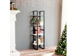 The Living Store Libreria 4 Scomparti Bianca 40X30X140 Cm In Legno Di Pino Massiccio