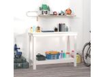 The Living Store Banco Da Lavoro Bianco 110X50X80 Cm In Legno Di Pino Massiccio