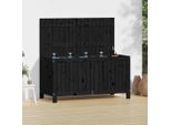 The Living Store Cassapanca Da Giardino Nera 121X55X64 Cm In Legno Di Pino Massiccio