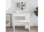The Living Store Comodino Con Specchio Bianco 86,5X35X136 Cm