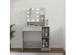 The Living Store Comodino Con Led In Cemento Grigio 86,5X35X136 Cm