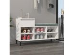 The Living Store Scarpiera Bianca Lucida 102X36X60 Cm Materiale In Legno