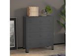The Living Store Cassettiera Industriale Antracite 78X40X93 Cm In Metallo