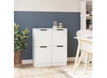 The Living Store Credenze 2 Pz. Bianco 30X30X70 Cm Materiale A Base Di Legno