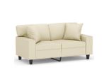 Vidaxl Divano A 2 Posti Con Cuscini Decorativi Crema 120 Cm In Pelle Finta