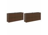 Vidaxl Fioriera Con 2 Vasi 2 Pz. Marrone 90X20X40 Cm Poly Rattan