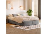 Letto Imbottito Flieks 140X200Cm Con 2 Cassetti, Letto Matrimoniale Contenitore Letto Giovanile Senza Testata, Letto A Molle Idrauliche Con Rete A Doghe, Biancheria