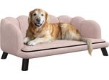 Pawhut Divano Per Cani, Rivestimento Lavabile, Divano Per Animali Domestici Con Schienale E Gambe In Legno, Divano Per Gatti, Per Cani Di Taglia Media Sotto I 25 Kg, Rosa