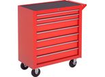 Carrello Portautensili Durhand Con 7 Cassetti, Box Per Officina, Mobile Con Serratura Per Officina, Garage E Casa, Ruote In Lamiera D'acciaio, 69 X 33 X 75 Cm, Rosso