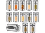 Clanmacy 12 Pezzi Di Shaker Per Spezie, Barattoli Per Spezie In Vetro Da 80 Ml Con Finestra Di Visualizzazione E Regolazione A 3 Pieghe Per La Conservazione Di Spezie Ed Erbe