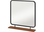Homcom Specchio Da Parete 55 X 55,5 Cm Specchio Da Ingresso Con Mensola In Legno, Specchio Rettangolare, Specchio Decorativo Per Camera Da Letto, Bagno, Nero