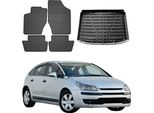 FußMatten & Kofferraumwanne Set FüR Citroen C4 SchräGheck 2004-2010 Gummi 5X