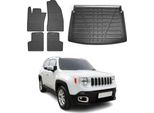 FußMatten & Kofferraumwanne Set FüR Jeep Renegade 2014-2024 Gummi Schwarz 5X