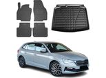 Set Di Tappetini E Rivestimenti Per Il Bagagliaio Per Skoda Scala 2019-2025 In Gomma Tpe Nero 5X