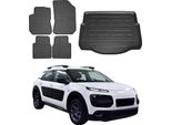 FußMatten & Kofferraumwanne Set FüR Citroen C4 Cactus 2018-2024 Gummi Schwarz 5X
