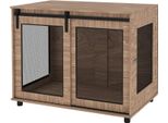 Mobili Per Gabbia Per Cani, Cassa Per Cani Con 2 Porte Con Serratura, Tavolino Per Casa, Casa Per Cani Di Taglia Grande Sotto I 30 Kg, Acciaio, 98 X 60 X 78 Cm, Noce |