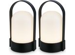 Set Di 2 Lampade Da Tavolo A Led Ricaricabili Lanterna Nera IP44 Touch Dimmer USB-C Ricaricabile