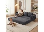 Lvhom Divano Letto Pieghevole In Tessuto A Coste, Letto Da Giorno Modulare Con Struttura In Metallo, Divano Letto Pieghevole Con Contenitore, Portata 300 Kg, Grigio Scuro