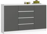 Akord Credenza 2 Ante 4 Cassetti Bianco/Grigio Grafite 160X40X99 Cm