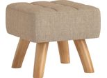 Homcom Sgabello Sgabello Con Aspetto Lino, Gambe In Legno, Sgabello Moderno Ottomano Per Camera Da Letto, Soggiorno, Marrone