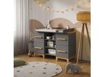 Vitalispa Fasciatoio Malia, 133 X 98 Cm Xl Con 4 Cassetti, Grigio/Artisan/Artigiano