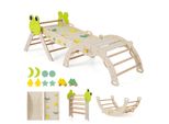 Set Di 3 Strutture Per Arrampicata Indoor Costway, Triangolo Pieghevole Con Scivolo, Arco Di Arrampicata, Rampa Bifacciale, Set Di Mattoncini E 2 Macchinine, Per Bambini Da 1+