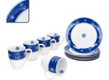 Ahoy Set Da Colazione Da 12 Pezzi In Porcellana Piatto Da Torta Tazza Da Caffè Nautica