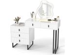 Tavolo Da Trucco Costway Tavolo Cosmetico Con Specchio A Led, 3 Modalità Di Illuminazione, Luminosità Regolabile, 5 Cassetti E Mobiletto, Tavolo Da Toilette 120X40X124Cm