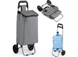 Costway 35L Carrello Spesa Pieghevole, Carrello Spesa Con Ruote, Borsa Spesa E Borsa Laterale Staccabili, Fino A 35Kg, 34X28X90Cm Grigio