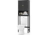 Costway Mobiletto Da Toilette, Mobiletto Da Bagno Con Ante, Mobiletto Con Ripiano Regolabile E Barra Inferiore, Mensola Da Toilette, Nero