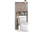 Costway Armadietto Da Toilette, Scaffale Da Toilette Con Doppie Ante, Porta Rotolo Di Carta Igienica E Ripiano, Scaffale Indipendente Per Il Bagno, Grigio