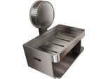 Inf Portasapone A Ventosa Con Gancio - Alluminio Spaziale Per Bagno E Cucina