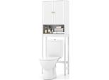 Costway Mobiletto Da Toilette, Mobiletto Da Bagno Con Ante, Mobiletto Con Ripiano Regolabile E Barra Inferiore, Mensola Da Toilette, Bianco