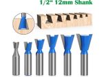 Inf Set Di 6 Frese A Coda Di Rondine Con Gambo Da 1/2 Pollice - Taglierina Per Legno In Carburo Di Tungsteno