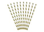 10 Cannucce Di Carta Bianco-Oro