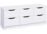 Cassettiera Interlink Classic 6 Cassetti, Colore: Bianco, 120 X 40 X 50 Cm