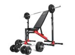 Marbo Sport Set MH19_141KG_KIER_G 2.0 | Panca Pesi Regolabile + Portapesi Regolabile In Altezza + Bilanciere E Piastre Pesi Gommati Set 113 Kg | Panca
