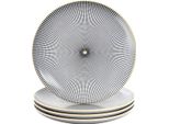 Intirilife 4X Piatto In Porcellana Modello Endless - Nero Bianco - Diametro 20,5 Cm - Piatto Da Colazione Piatto Da Dessert Piatto Da Portata Per Insalata Frutta Pasta Dessert Piatti Principali E Snack