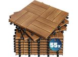 Casaria Piastrelle Legno Acacia 55Pz Certificato Fsc® Mattonelle 5M² Ad Incastro 30X30Cm Esterno Mosaico