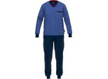 GÖTzburg Pigiama Lungo Da Uomo - Pigiama Con Scollo A V, Puro Cotone Blu M (50)