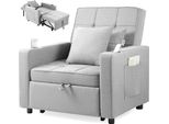 Sedia A Sdraio Makika Tommy Pieghevole In Grigio Chiaro